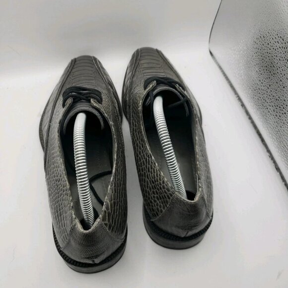 Stacy Adams Mens Gray Leather Crocodile Print Oxford Shoe 8.5 M Pietro 24675 - Picture 5 of 8